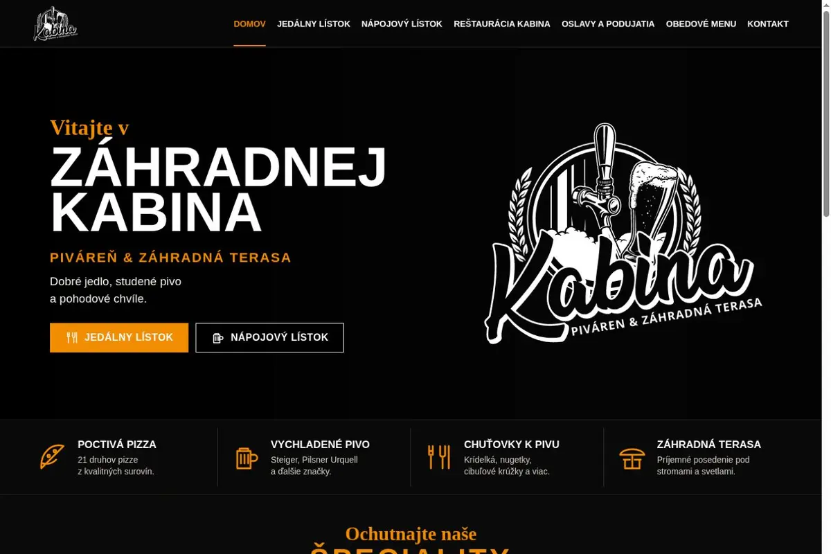 Screenshot webu Záhradná Kabina
