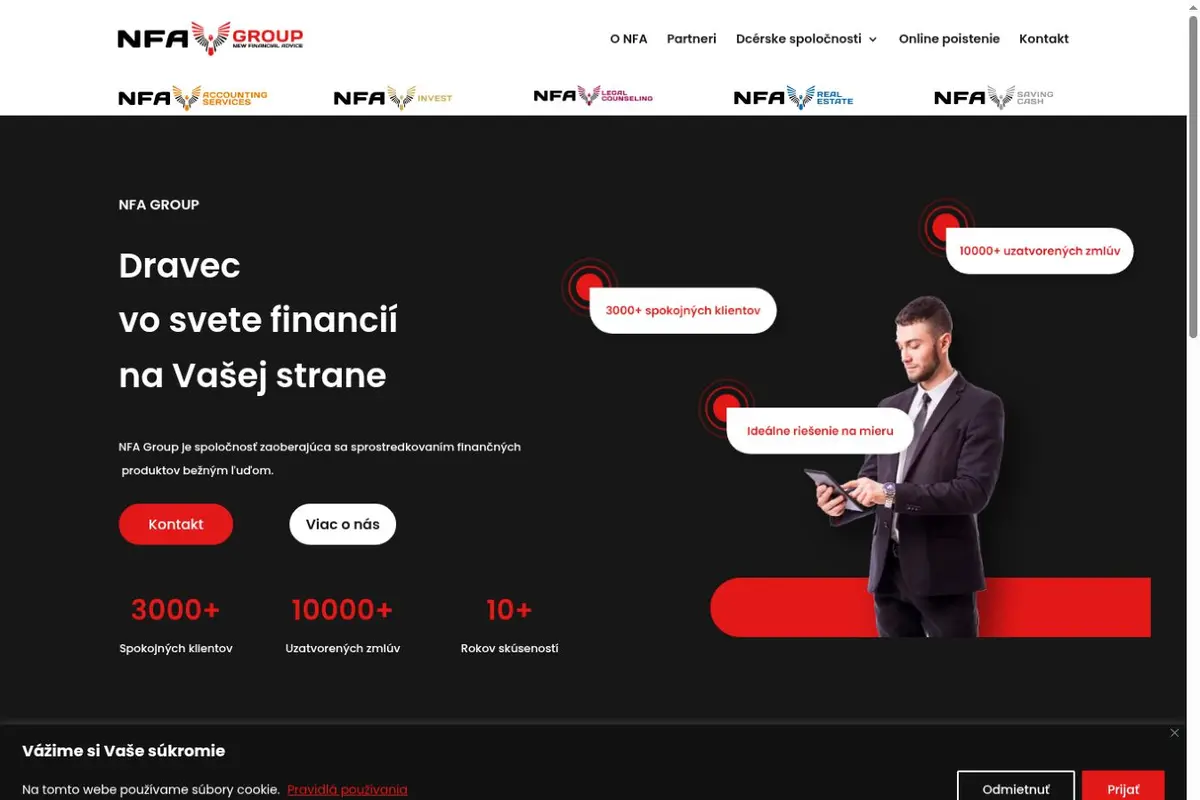 Screenshot webu NFA Group