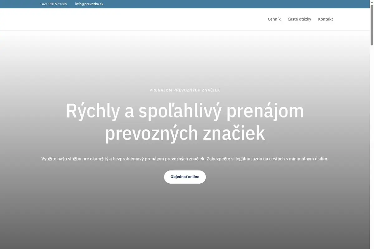 Screenshot webu Prevozka.sk